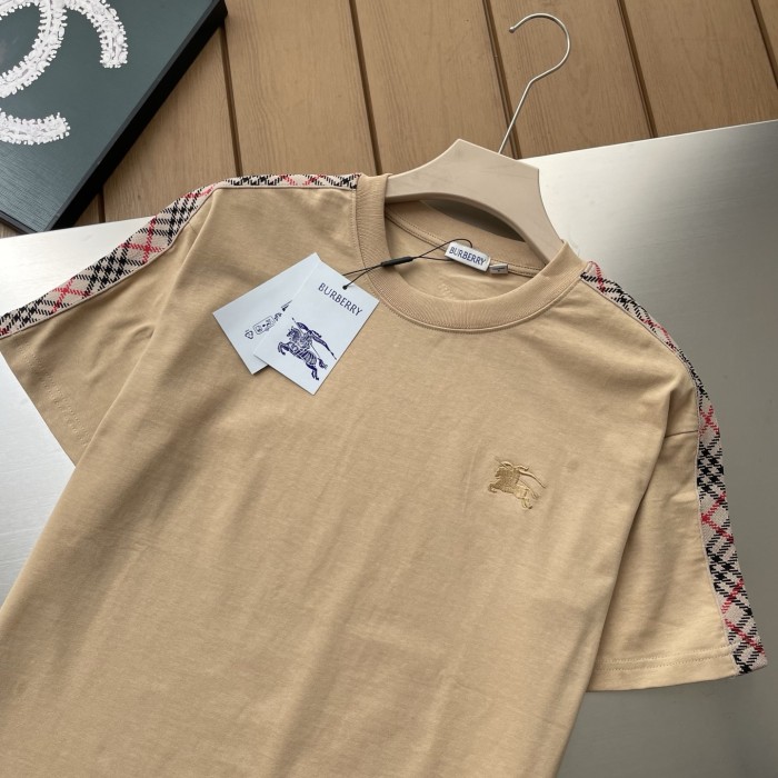 Burberry Check Shoulder-Stripe EKD Short-Sleeve T-Shirt