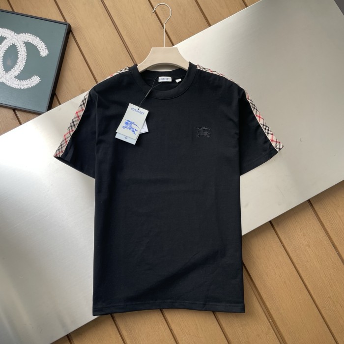 Burberry Check Shoulder-Stripe EKD Short-Sleeve T-Shirt