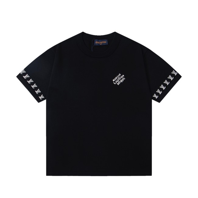 Louis Vuitton Short-Sleeved Cotton Crewneck Black Men's