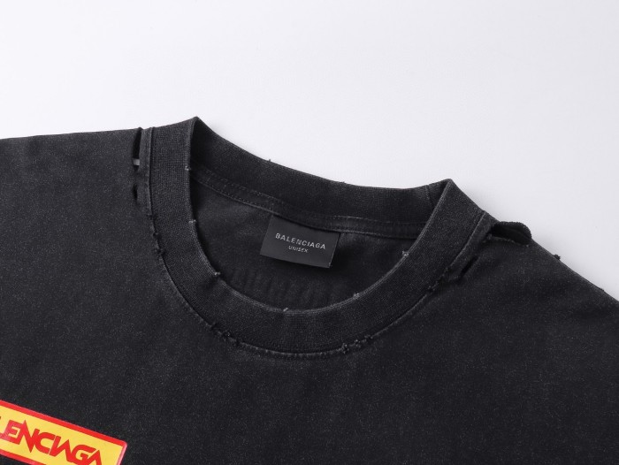 Balenciaga Men's Sponsor Logos T-shirt Oversized in Black Faded