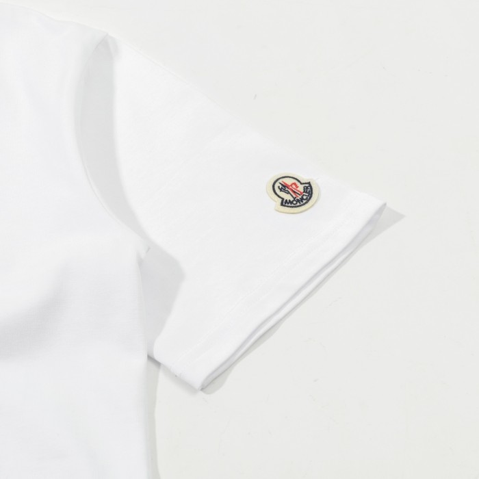 MonclerWhite Logo Cotton T-Shirt