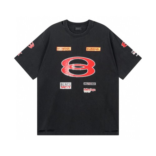 Balenciaga Men's Sponsor Logos T-shirt Oversized in Black Faded