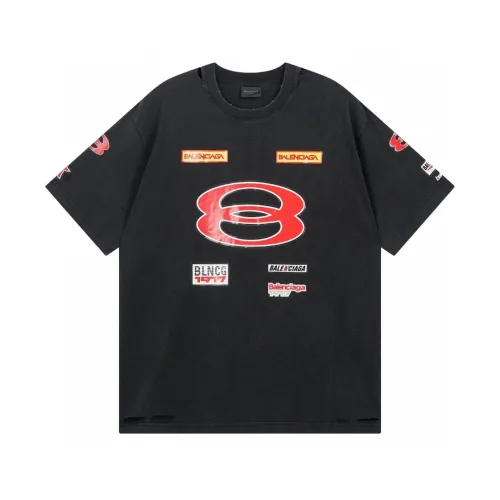 Balenciaga Men's Sponsor Logos T-shirt Oversized in Black Faded