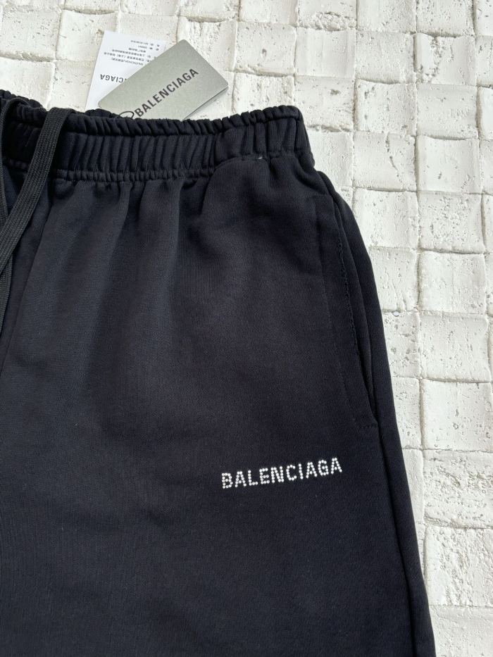 Balenciaga Straight Leg Logo Print Cotton Jersey Shorts