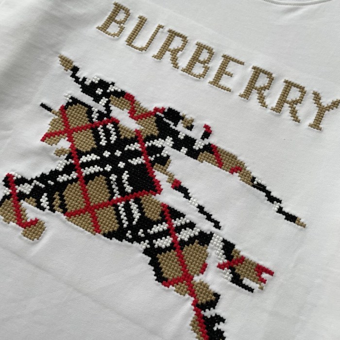 Burberry Cross Stitch EKD​ Cotton T-shirt in Chalk - Men