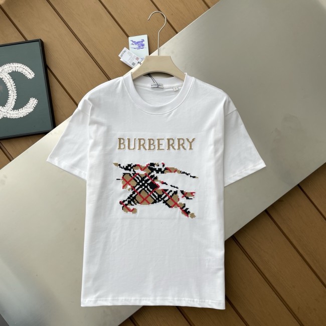 Burberry Cross Stitch EKD Cotton T-shirt in Chalk - Men