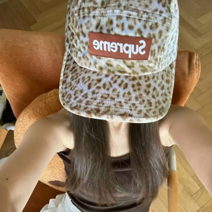 Supreme Leopard Velvet Camp Cap