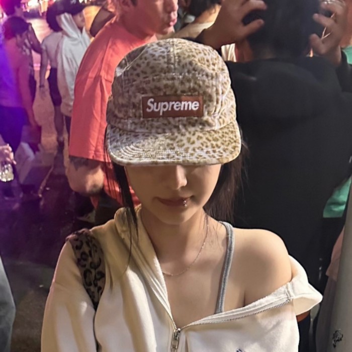 Supreme Leopard Velvet Camp Cap