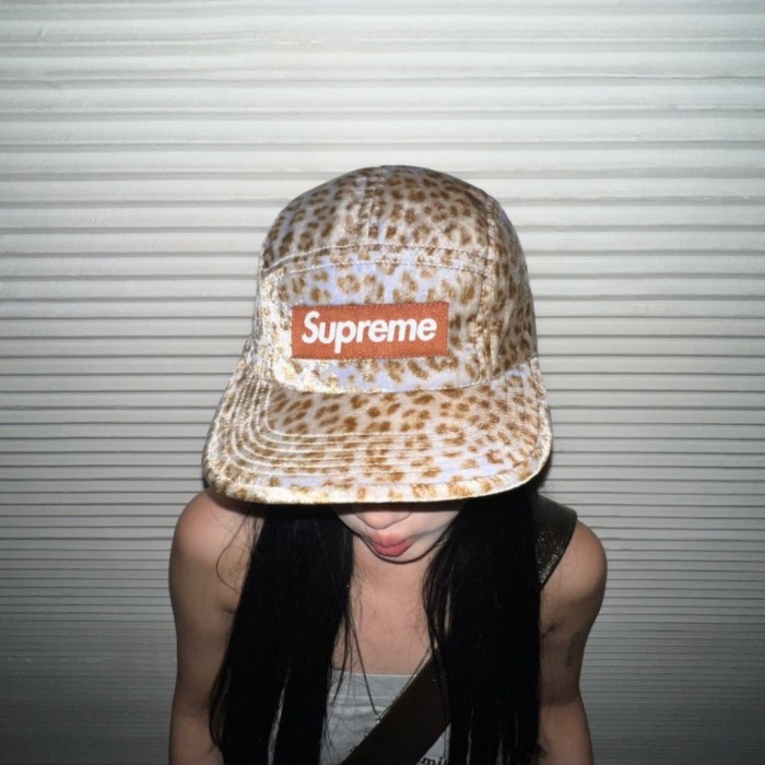 Supreme Leopard Velvet Camp Cap