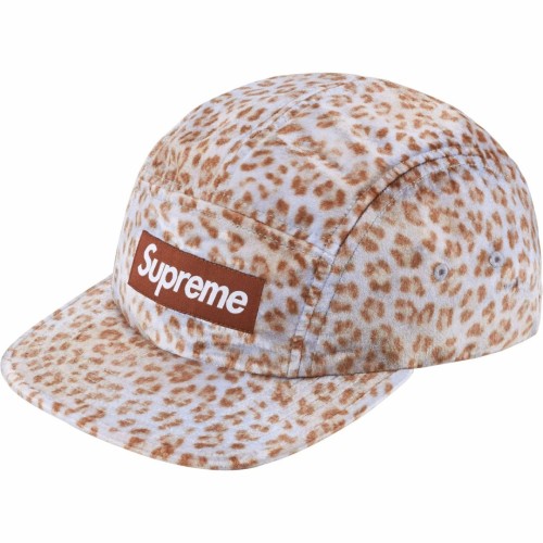 Supreme Leopard Velvet Camp Cap
