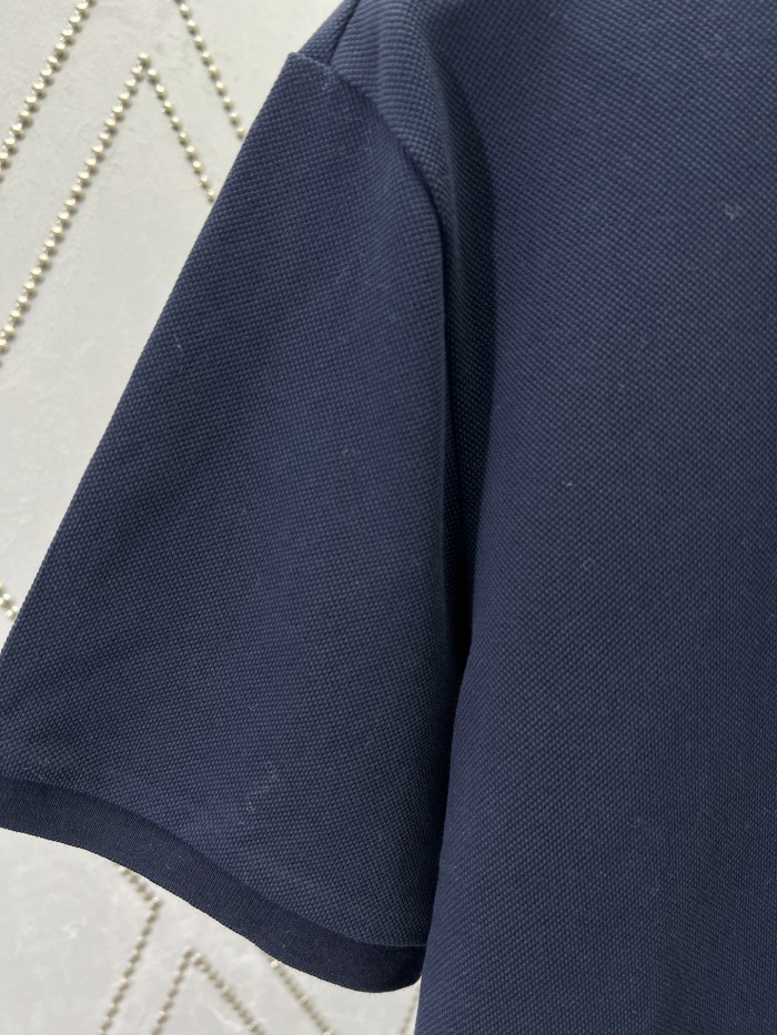GUCCI Embroidered cotton piquet polo shirt in navy