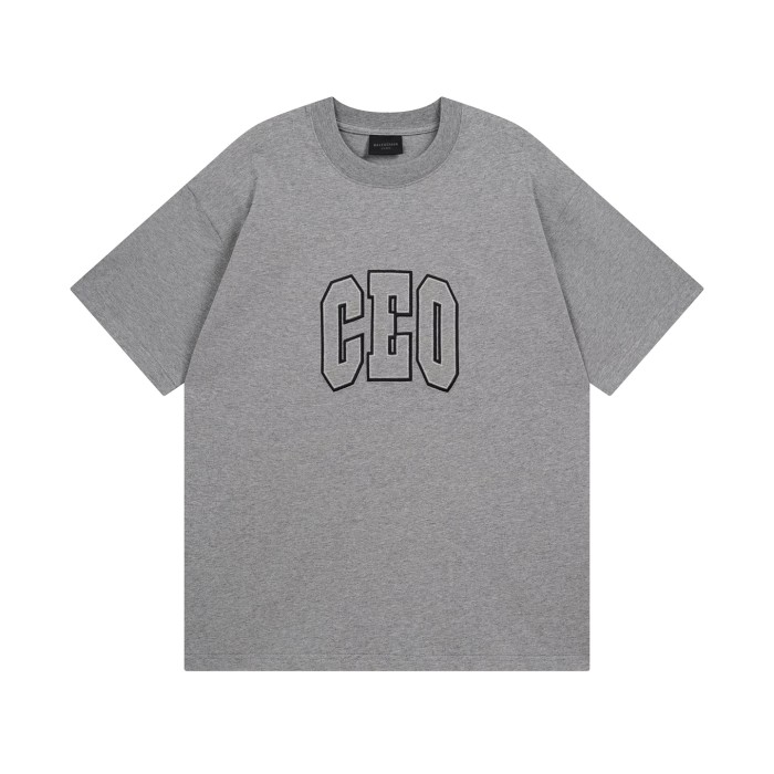Balenciaga Ceo Team Logo Boxy T-shirt in Heather Grey