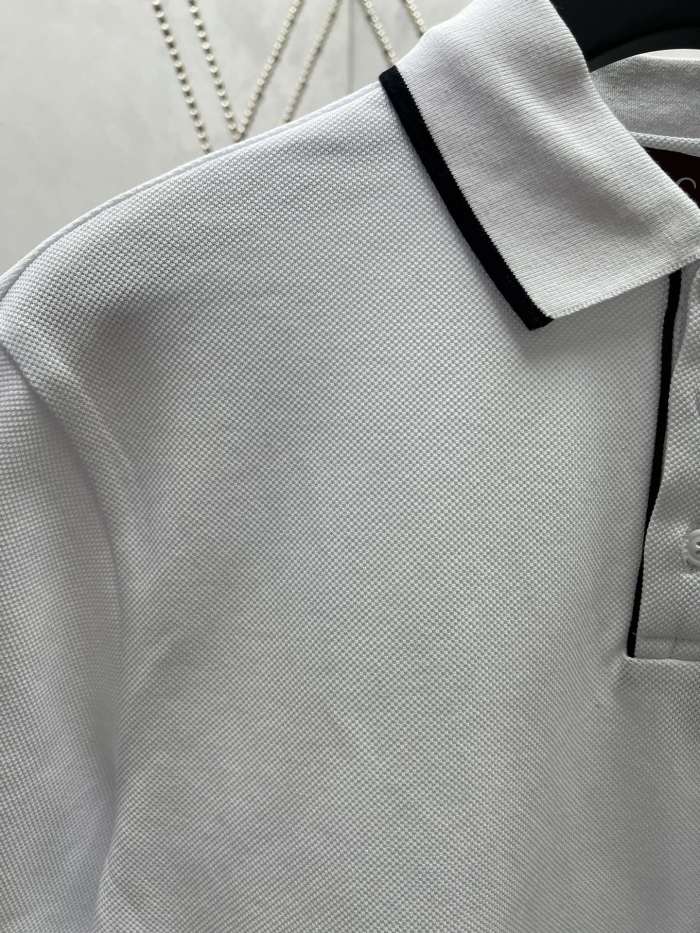 GUCCI Embroidered cotton piquet polo shirt in navy