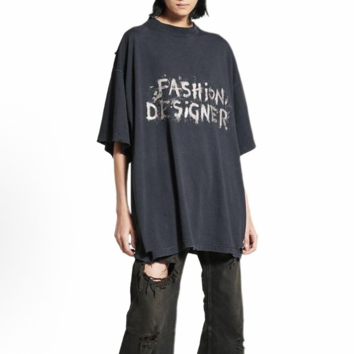 Balenciaga Fashion Designer Oversized T-shirt in Faded Black