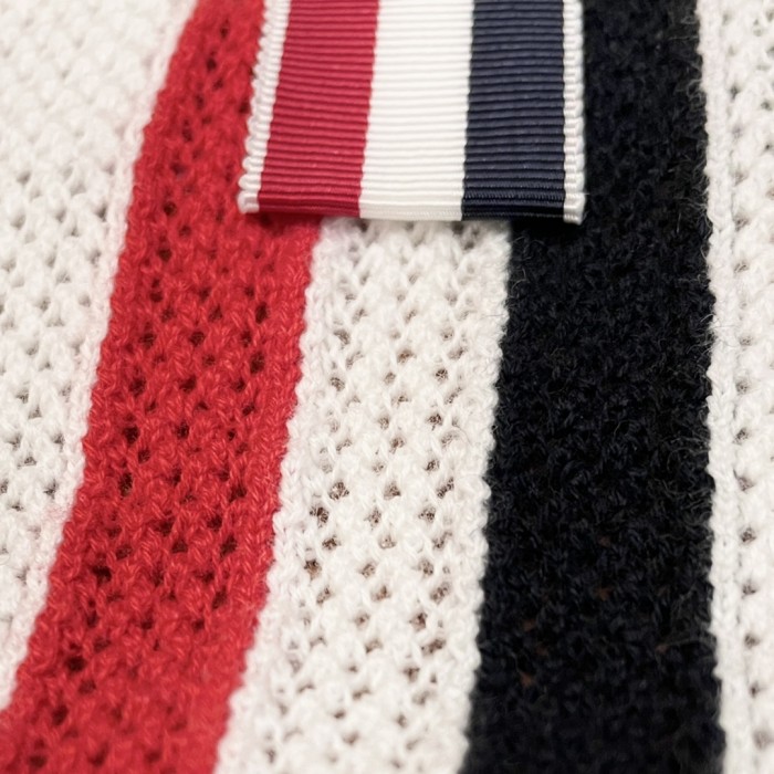 Thom Browne Wool Stripe V Neck Cardigan Vest