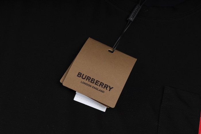 Burberry Stripe Trim Pocket Cotton T-shirt