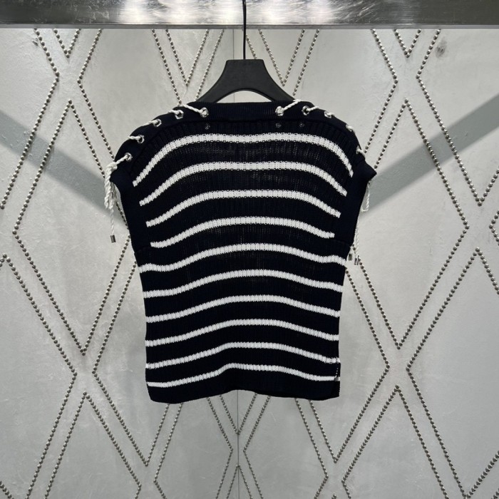 Dior Dioriviera Sweater with Laced Cap Sleeves