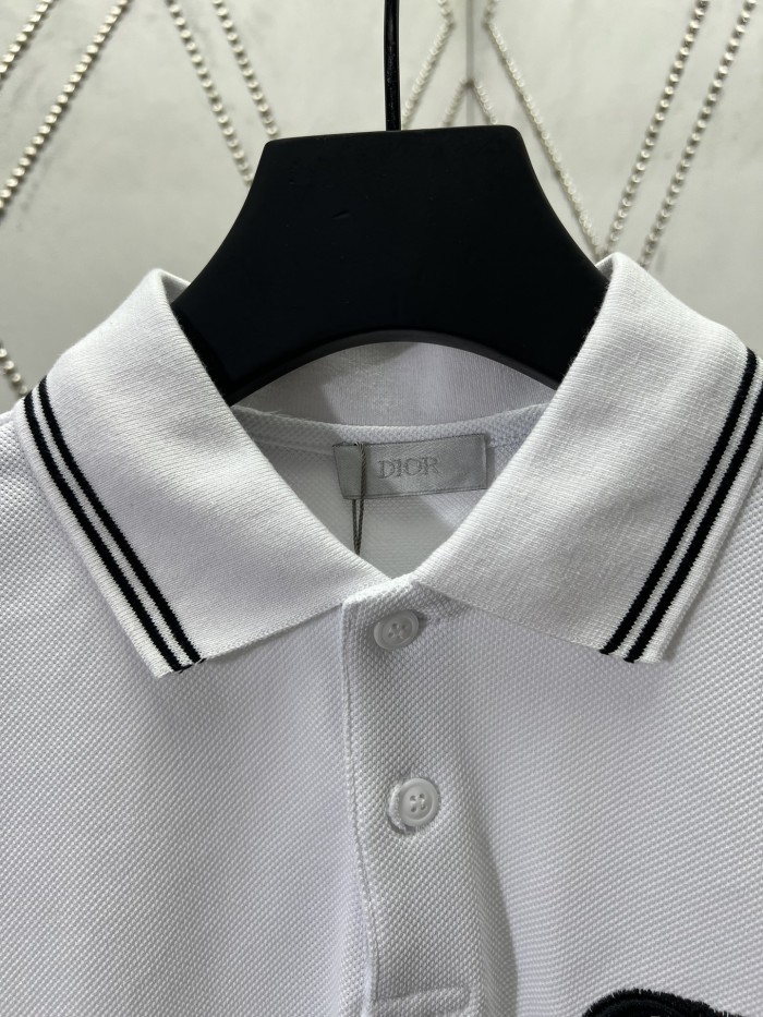 DIOR  CD Icon Polo Shirt White Cotton Piqué