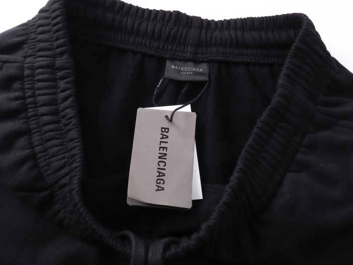 Men's Taped Balenciaga Back Shorts in Faded Blackwhitered