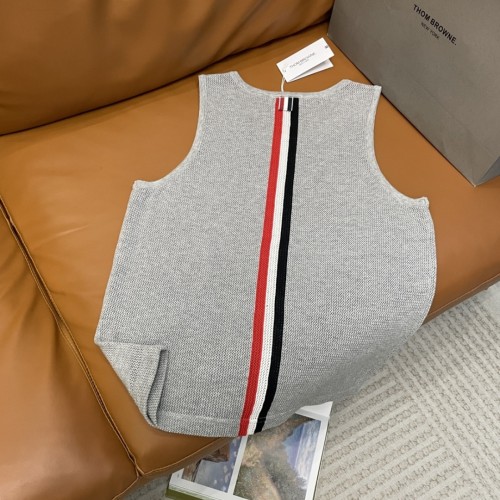 Thom Browne Wool Stripe V Neck Cardigan Vest