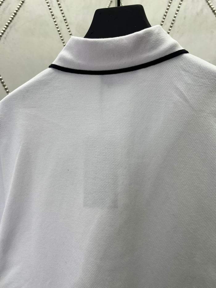 GUCCI Embroidered cotton piquet polo shirt in navy