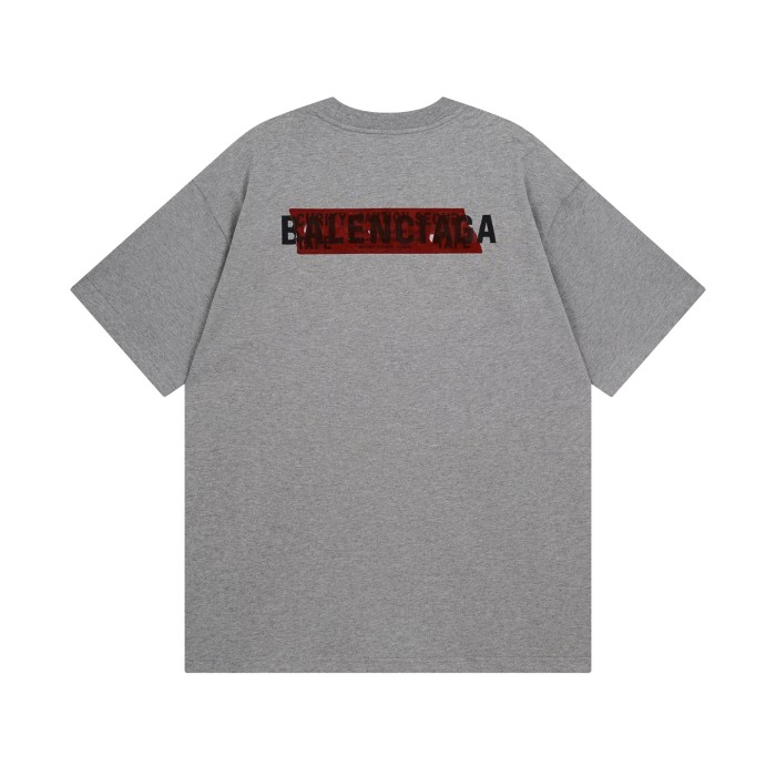 Men's Taped Balenciaga Back T-shirt Medium Fit in Heather Greyblackred