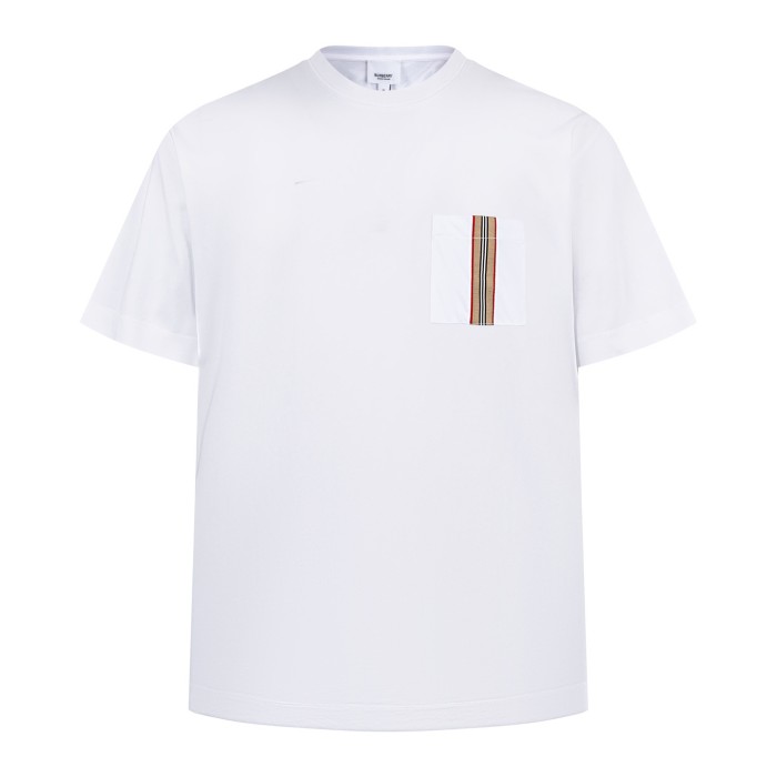 Burberry Stripe Trim Pocket Cotton T-shirt