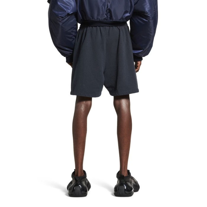 Men's Taped Balenciaga Back Shorts in Faded Blackwhitered