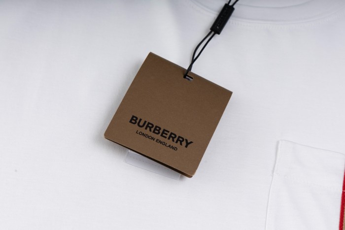 Burberry Stripe Trim Pocket Cotton T-shirt