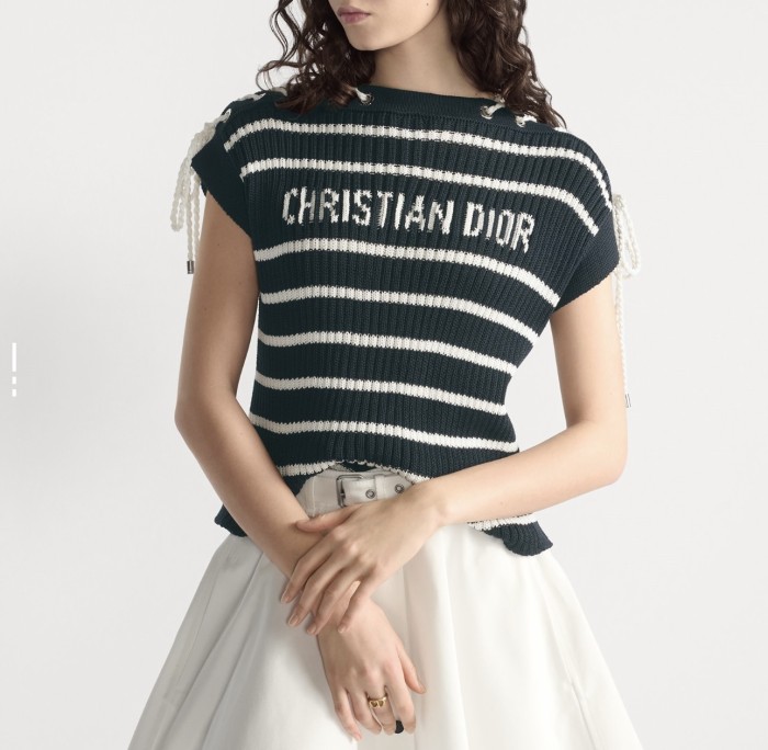 Dior Dioriviera Sweater with Laced Cap Sleeves