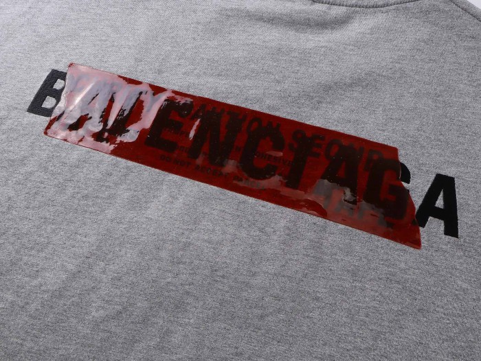 Men's Taped Balenciaga Back T-shirt Medium Fit in Heather Greyblackred