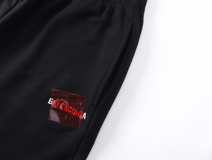 Men's Taped Balenciaga Back Shorts in Faded Blackwhitered