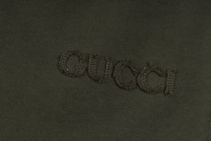 GUCCI Embroidered jersey shorts in dark green