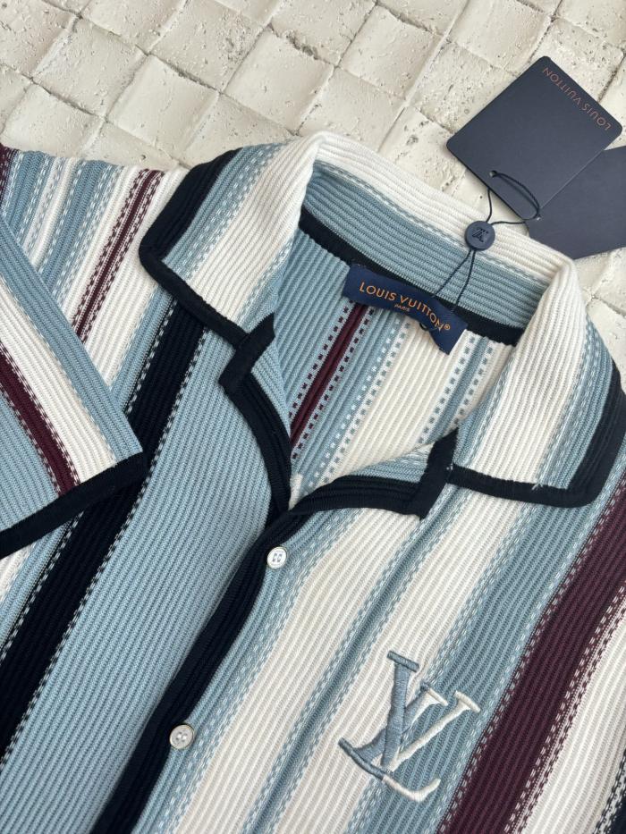 Louis Vuitton Striped Crochet Short-Sleeved Shirt - Men