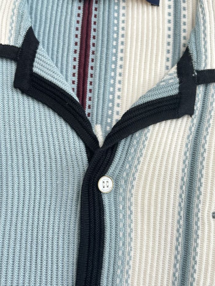 Louis Vuitton Striped Crochet Short-Sleeved Shirt - Men