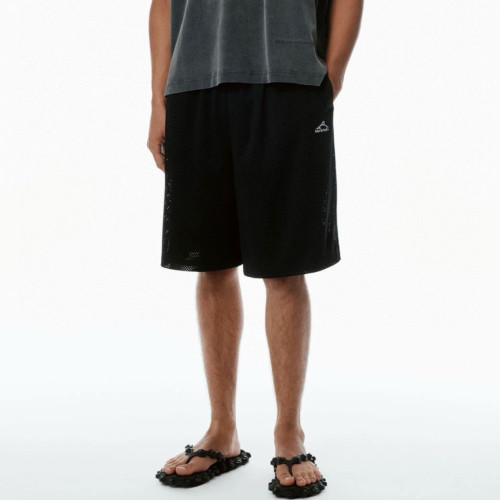 Alexander Wang Unisex Athletic Mesh Logo Basketball Shorts in BLACK