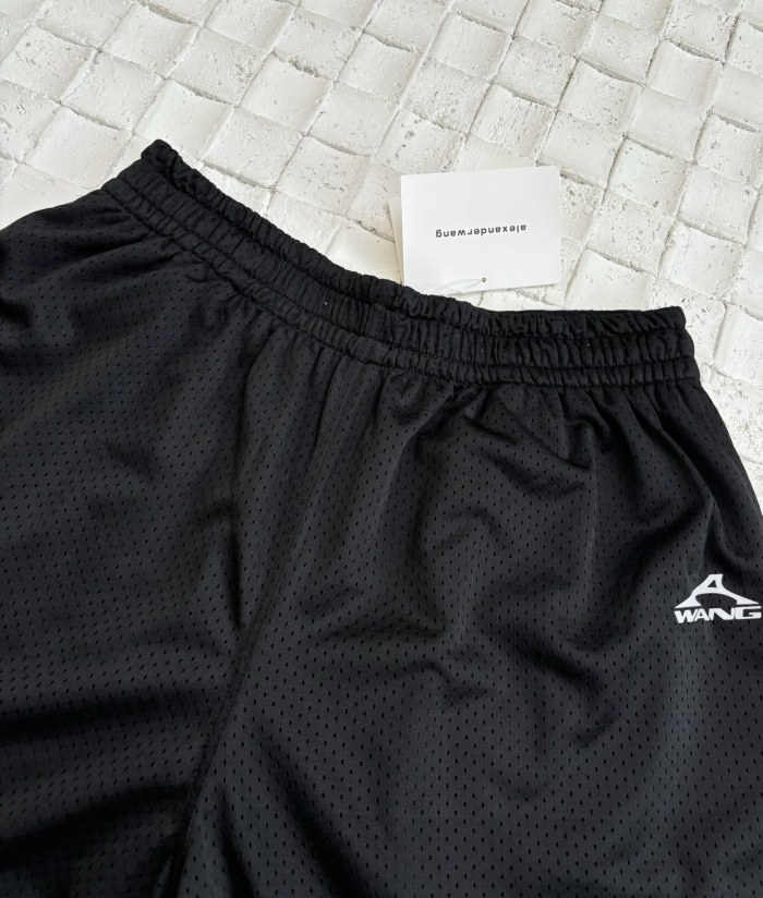 Alexander Wang Unisex Athletic Mesh Logo Basketball Shorts in BLACK