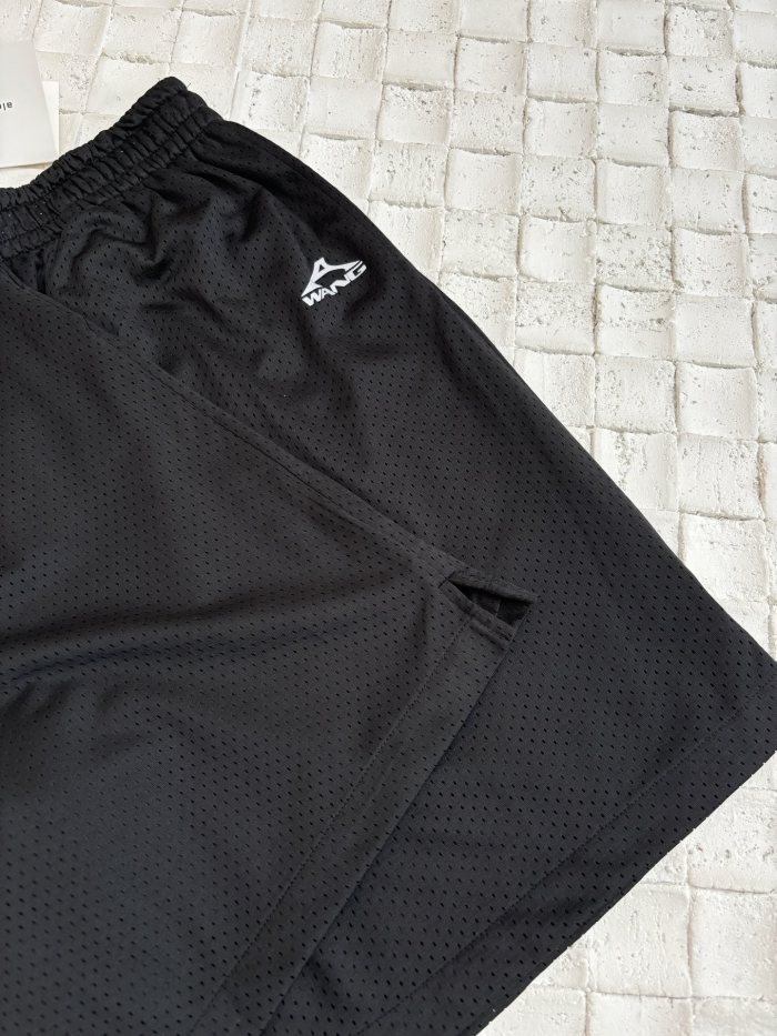 Alexander Wang Unisex Athletic Mesh Logo Basketball Shorts in BLACK