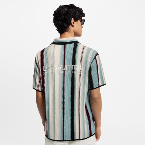 Louis Vuitton Striped Crochet Short-Sleeved Shirt - Men