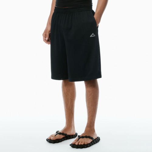 Alexander Wang Unisex Athletic Mesh Logo Basketball Shorts in BLACK