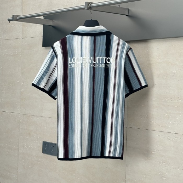 Louis Vuitton Striped Crochet Short-Sleeved Shirt - Men