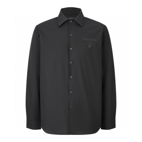 Prada triangle-logo Cotton Shirt  Black
