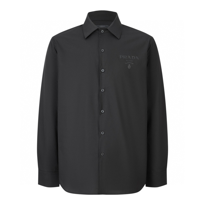 Prada triangle-logo Cotton Shirt  Black