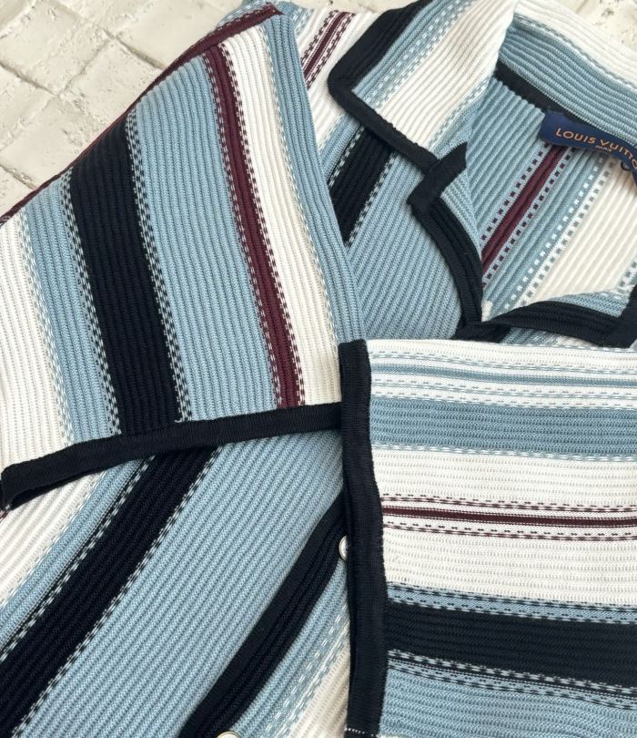 Louis Vuitton Striped Crochet Short-Sleeved Shirt - Men