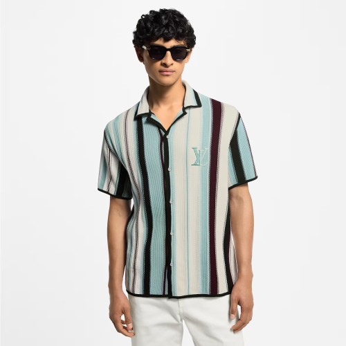 Louis Vuitton Striped Crochet Short-Sleeved Shirt - Men