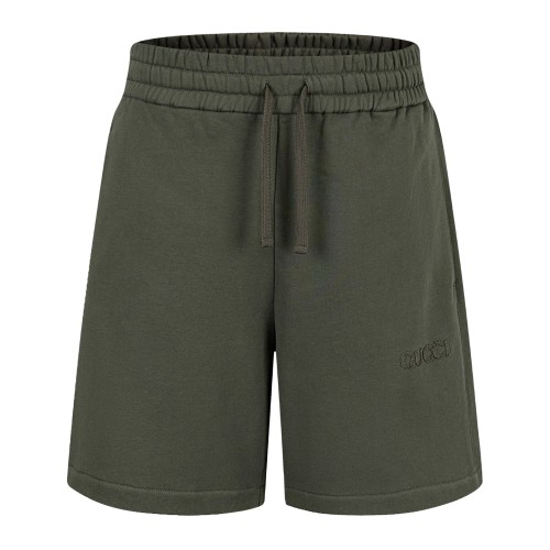 GUCCI Embroidered jersey shorts in dark green