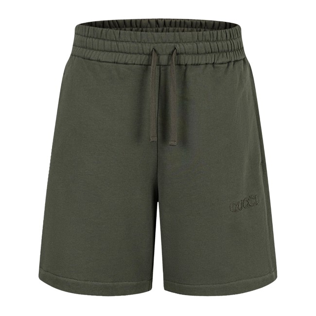 GUCCI Embroidered jersey shorts in dark green