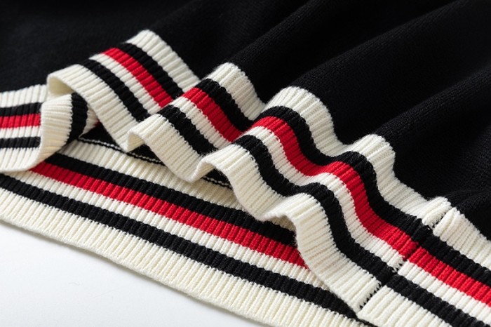 Rhude Black & Red Knit Logo Rugby Polo