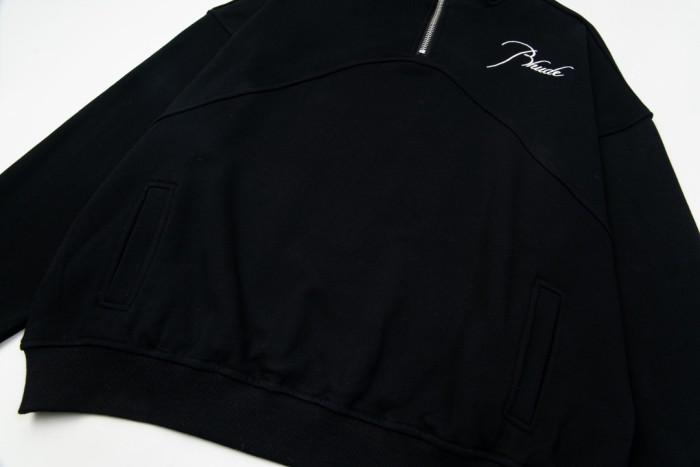 Rhude Grey Embroidered Quarter-Zip Sweater