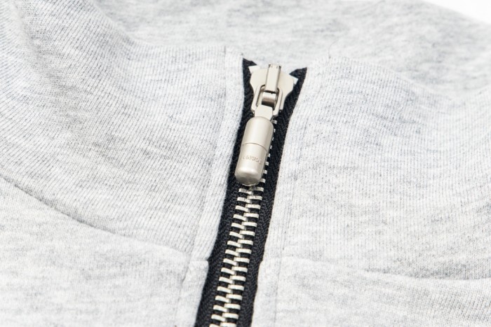 Rhude Grey Embroidered Quarter-Zip Sweater